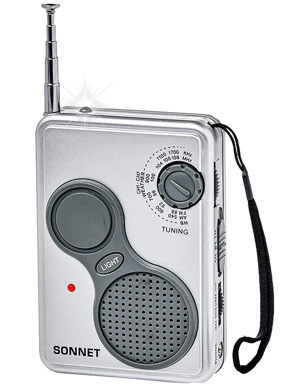 Pocket Radio AM FM with NOAA Weather Band and Flashlight Portable Battery Operated Transistor Radio by Sonnet