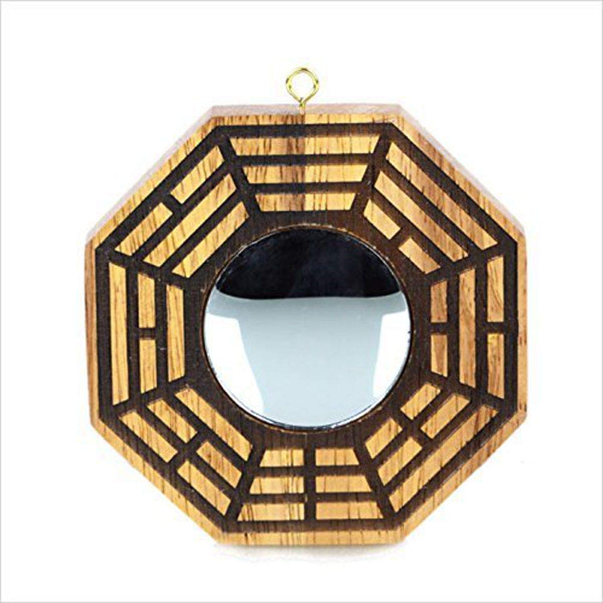 FUNSXBUG Funsxbug 4 Inch Chinese Feng Shui Wood Bagua Mirror Concave for Home Decor and Energy Balance