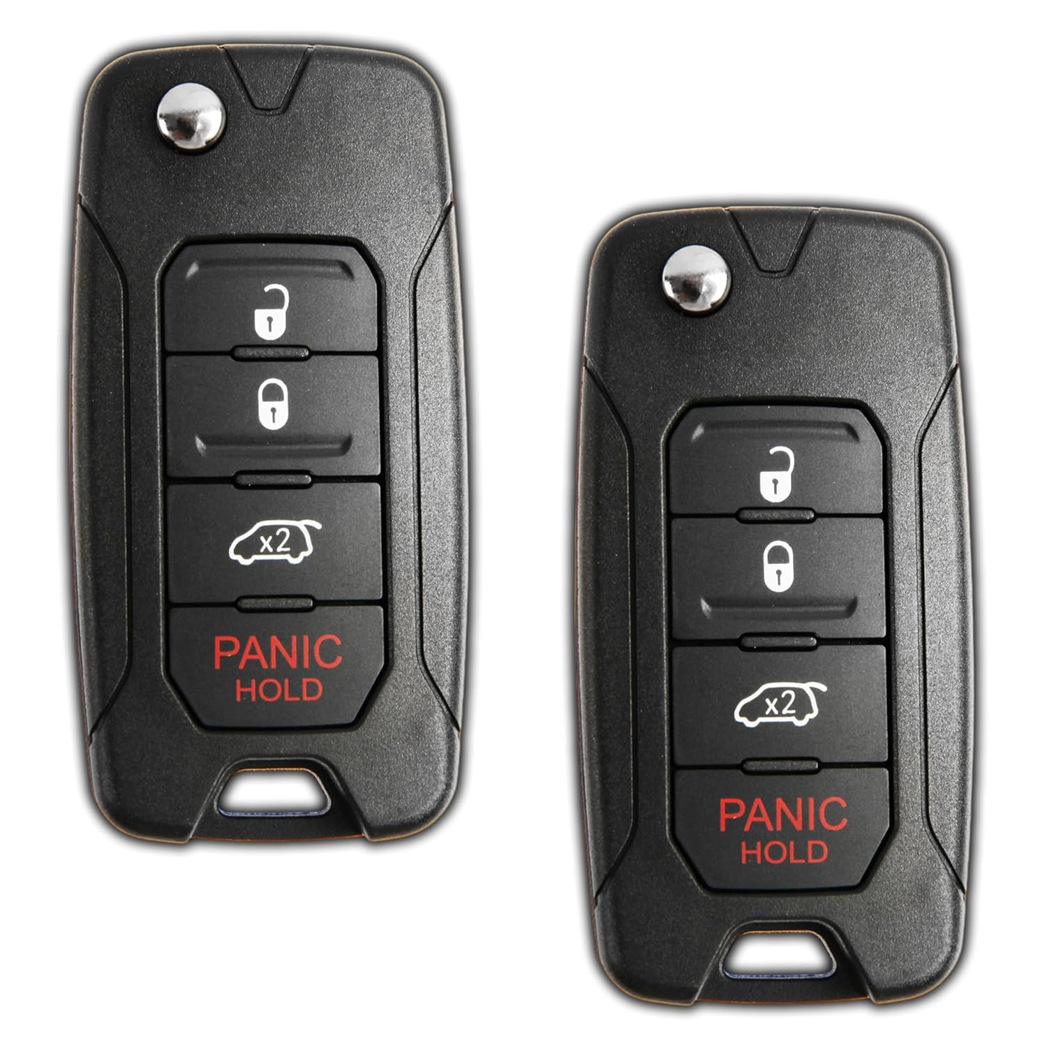 KeylessOption Keyless Entry Remote Control Car Flip Key Blade Fob Uncut Blank Chip Transponder Replacement Pack of 2