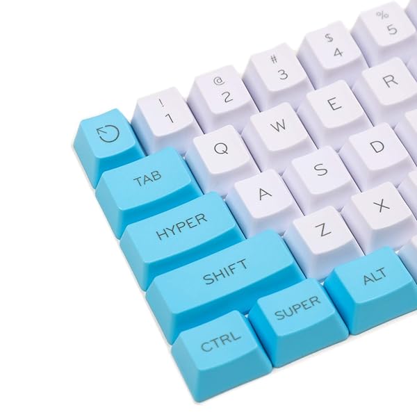 YMDK YMDK 61 ANSI Custom Keycap Set - Red Blue White Thick PBT for 60% Mechanical Keyboards (OEM Profile, MX Switches) - View 4 of 5