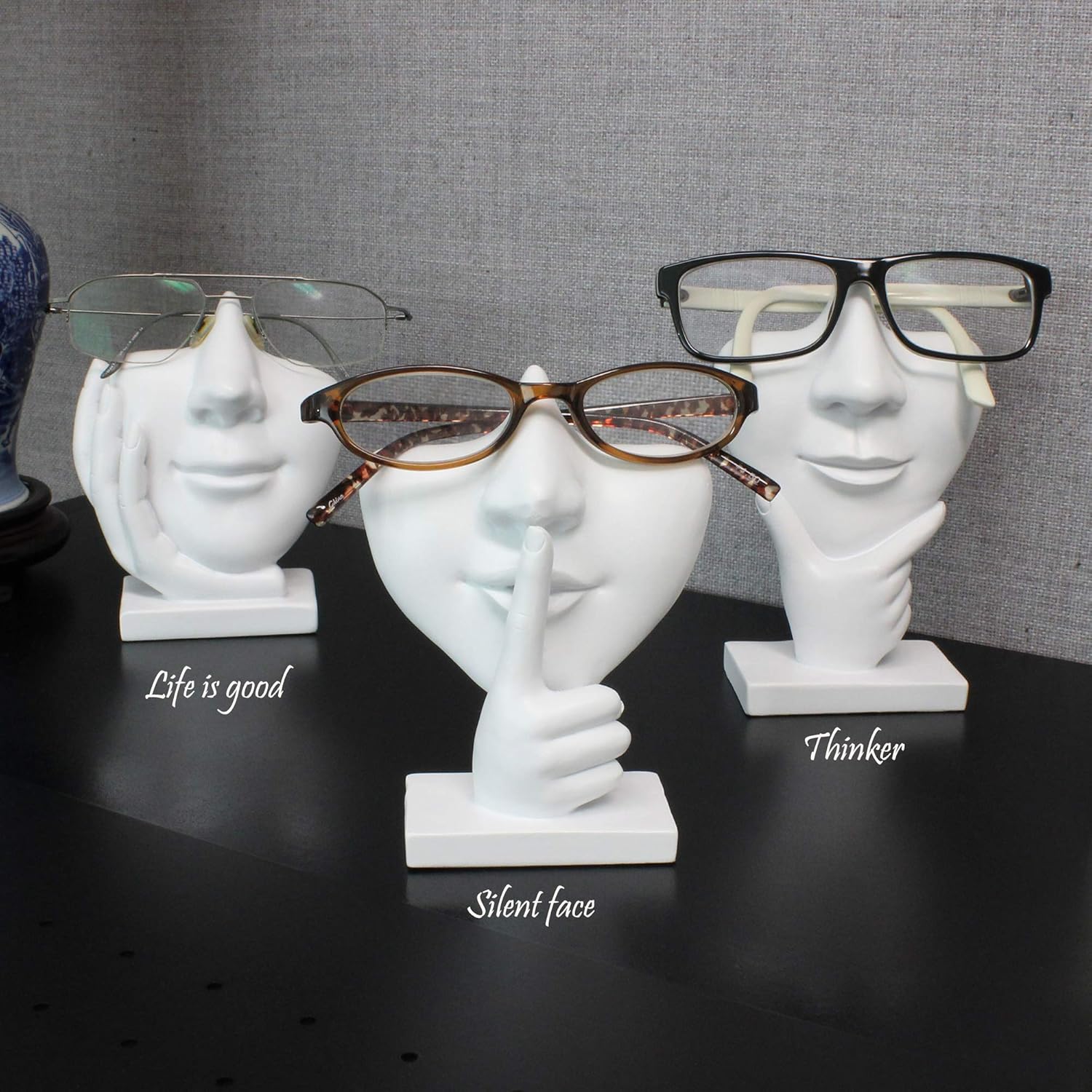 JewelryNanny JewelryNanny Artsy Face Eyeglass Holder Stand Sculpted Nose for Eyeglasses or Sunglasses Thinker White - View 2 of 7