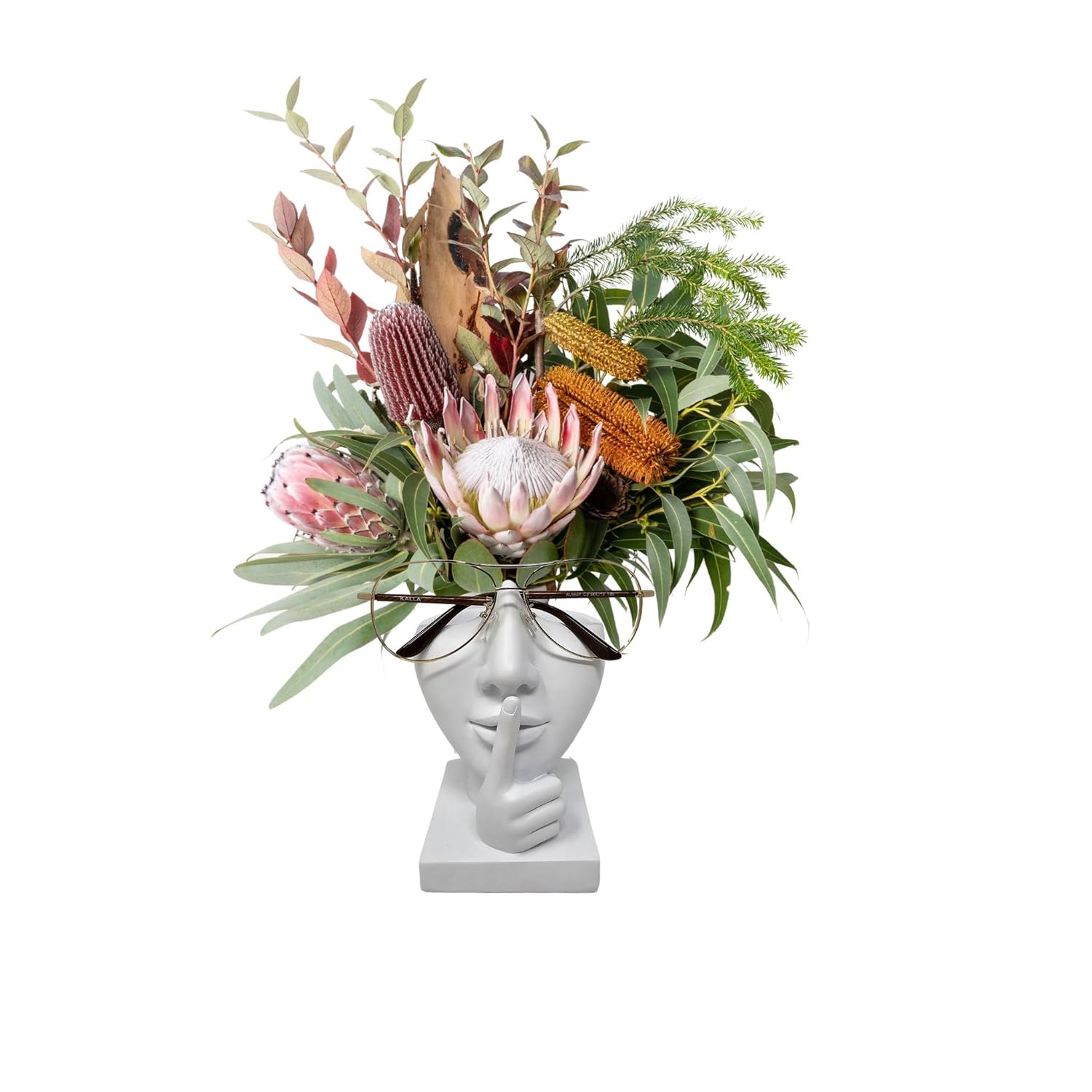 JewelryNanny JewelryNanny Artsy Face Eyeglass Holder Stand Sculpted Nose for Eyeglasses or Sunglasses Thinker White - View 6 of 7