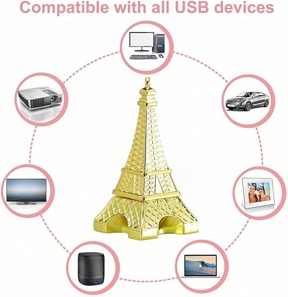 WooTeck WooTeck 64GB Metal Eiffel Tower USB Flash Drive Golden Stylish Storage Solution for Data Transfer and Backup - View 7 of 10