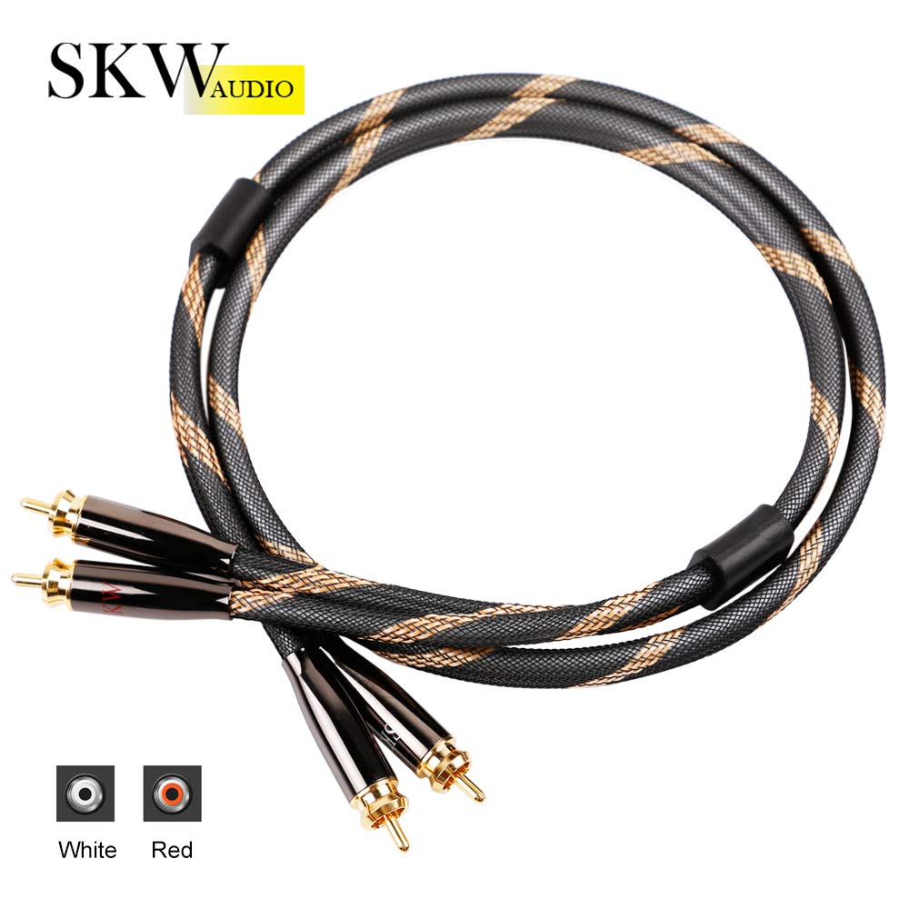 SKW SKW Audiophiles 2RCA Male to 2RCA Male HiFi Interconnect Cable 4.9ft Black Nylon 7mm Diameter - View 2 of 7