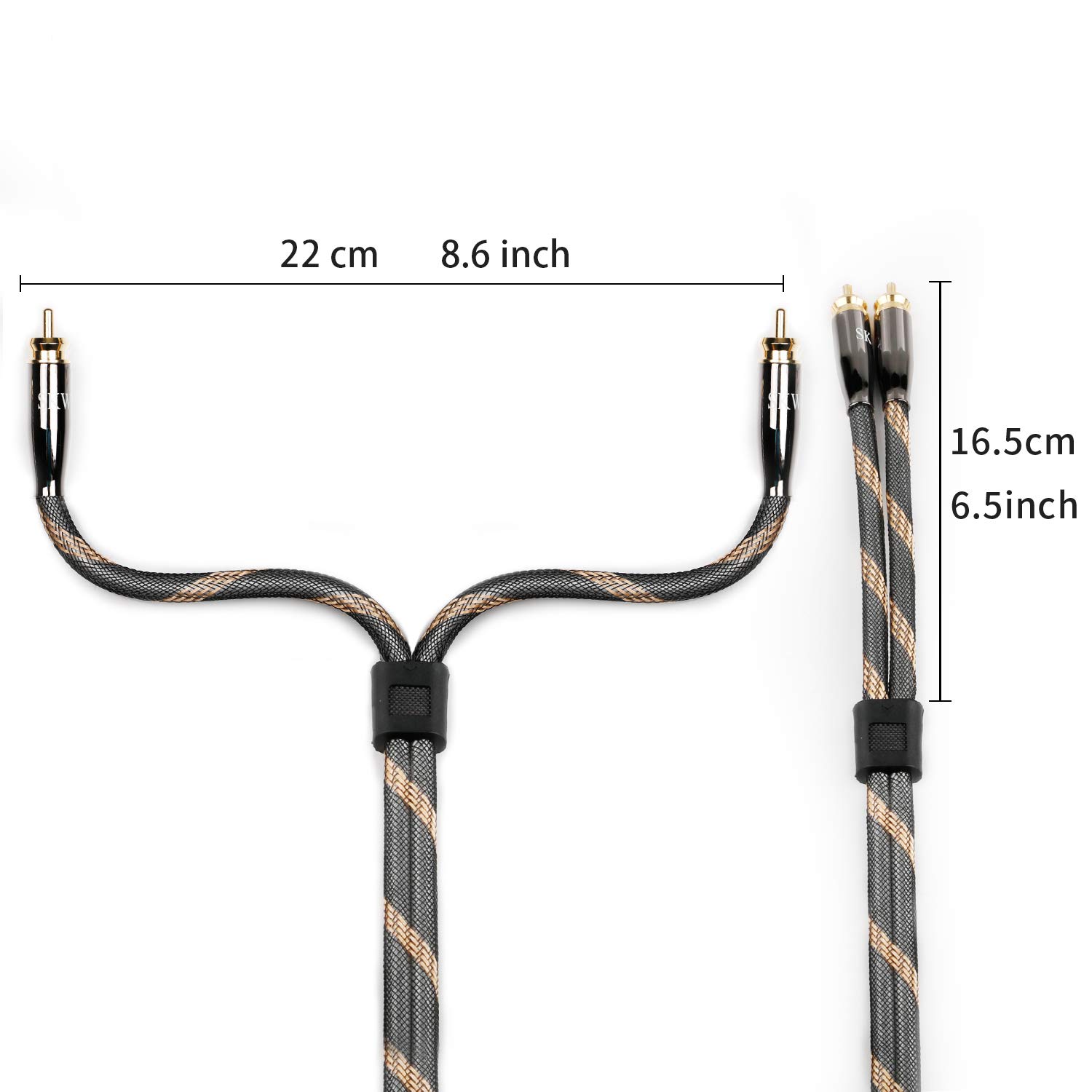 SKW SKW Audiophiles 2RCA Male to 2RCA Male HiFi Interconnect Cable 4.9ft Black Nylon 7mm Diameter - View 6 of 7