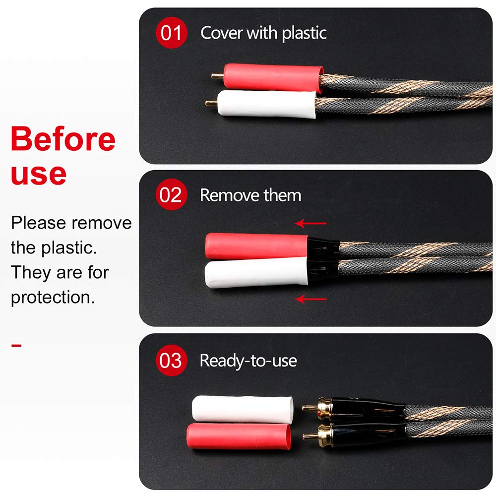 SKW SKW Audiophiles 2RCA Male to 2RCA Male HiFi Interconnect Cable 4.9ft Black Nylon 7mm Diameter - View 7 of 7