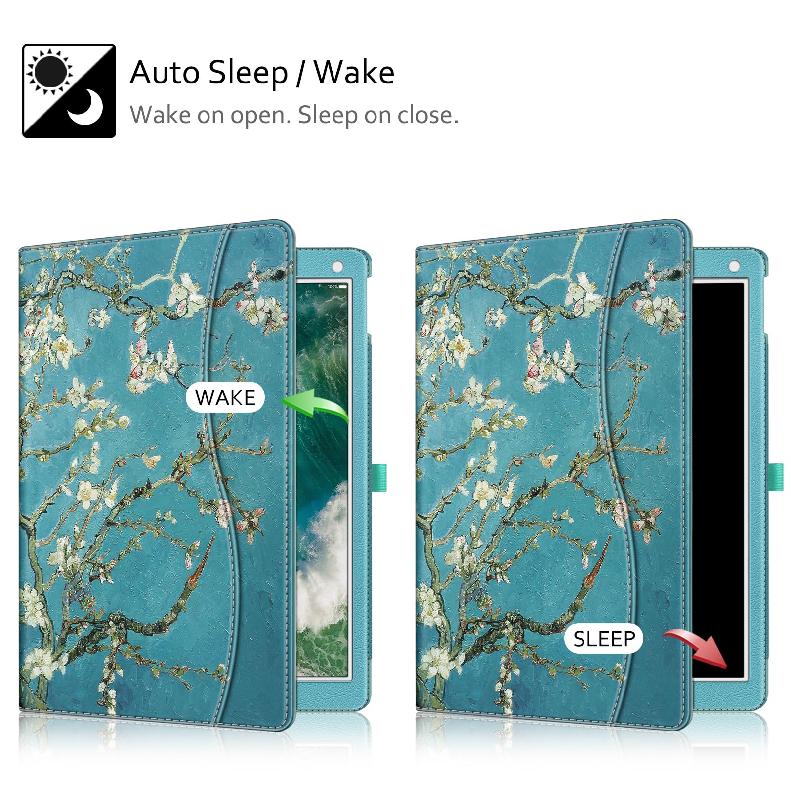 Fintie Multi-Angle Folio Case for iPad Pro 12.9 2017 2015 with Corner Protection Auto Wake Sleep and Pocket Blossom Design - View 3 of 9