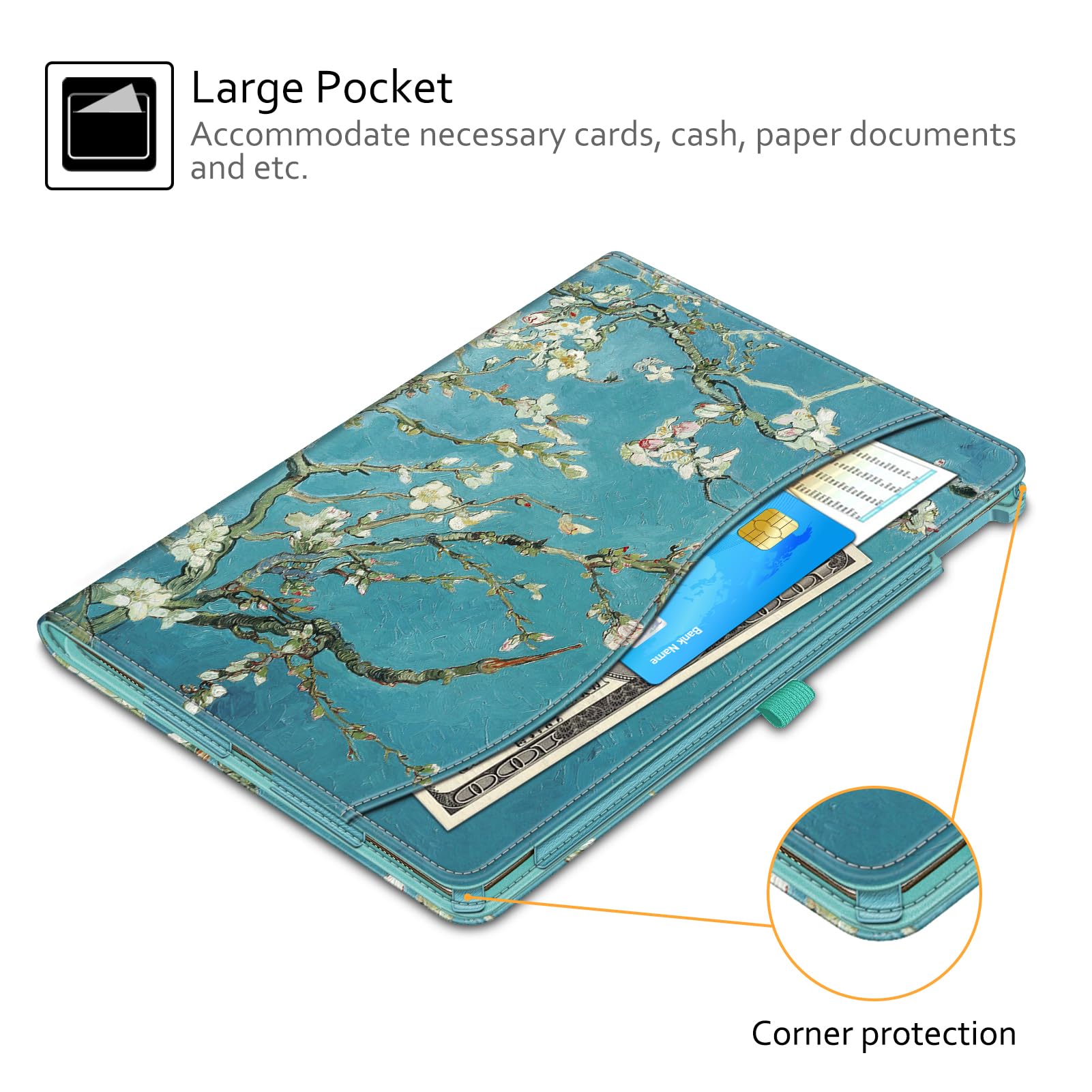 Fintie Multi-Angle Folio Case for iPad Pro 12.9 2017 2015 with Corner Protection Auto Wake Sleep and Pocket Blossom Design - View 6 of 9