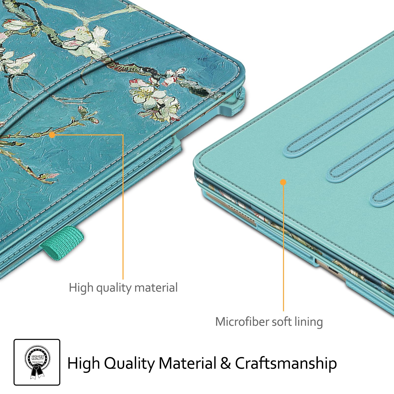 Fintie Multi-Angle Folio Case for iPad Pro 12.9 2017 2015 with Corner Protection Auto Wake Sleep and Pocket Blossom Design - View 8 of 9