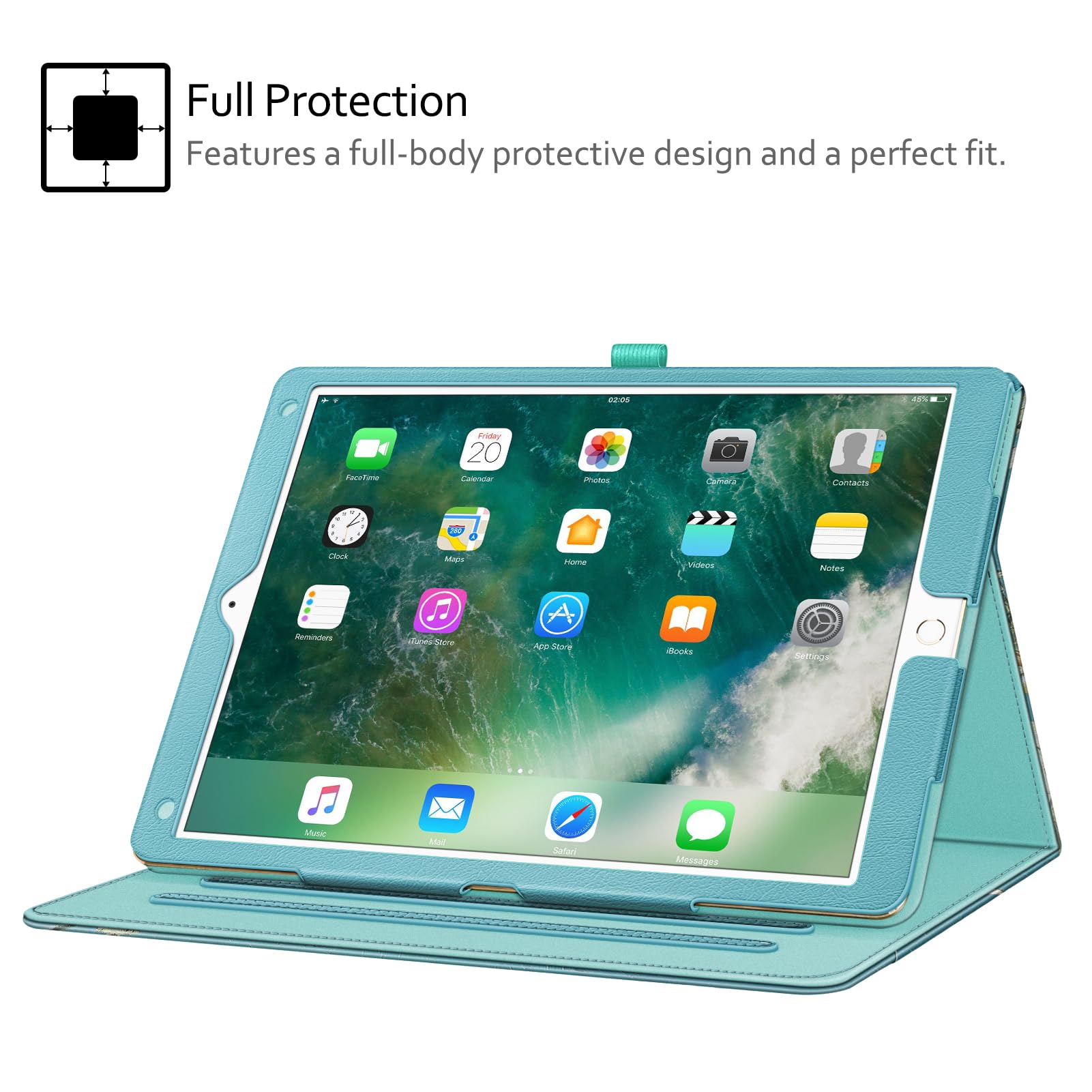 Fintie Multi-Angle Folio Case for iPad Pro 12.9 2017 2015 with Corner Protection Auto Wake Sleep and Pocket Blossom Design - View 9 of 9