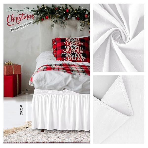 Biscaynebay "Shop Biscaynebay Wrap Around Bed Skirts for Full & XL Beds - 15" Drop, White, Adjustable, Wrinkle-Resistant & Machine Washable" - View 4 of 10