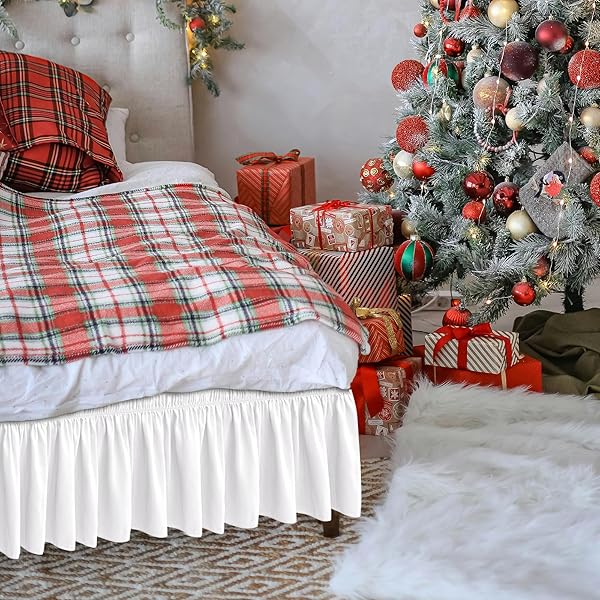 Biscaynebay "Shop Biscaynebay Wrap Around Bed Skirts for Full & XL Beds - 15" Drop, White, Adjustable, Wrinkle-Resistant & Machine Washable" - View 9 of 10