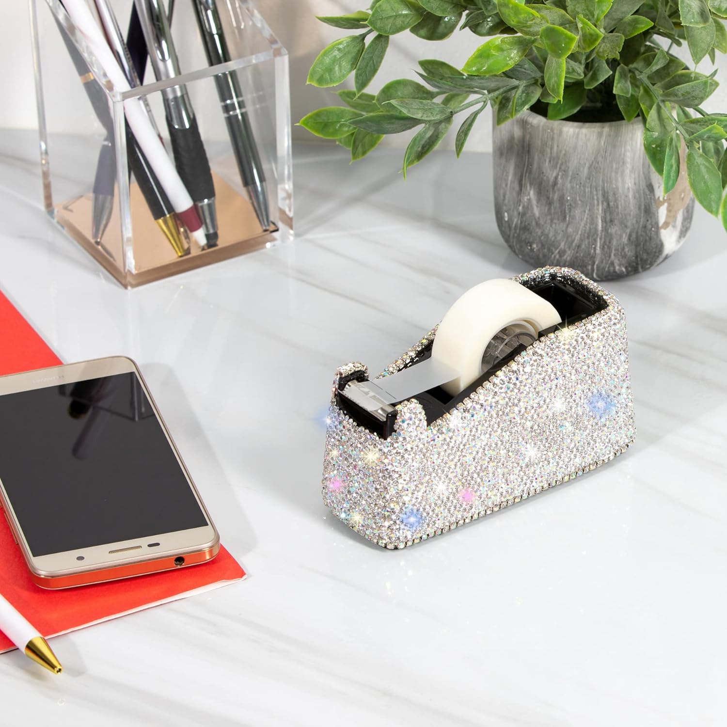 TISHAA TISHAA Bling Dazzling Rhinestone Desktop Tape Dispenser Stylish and Functional Office Accessory - View 5 of 8