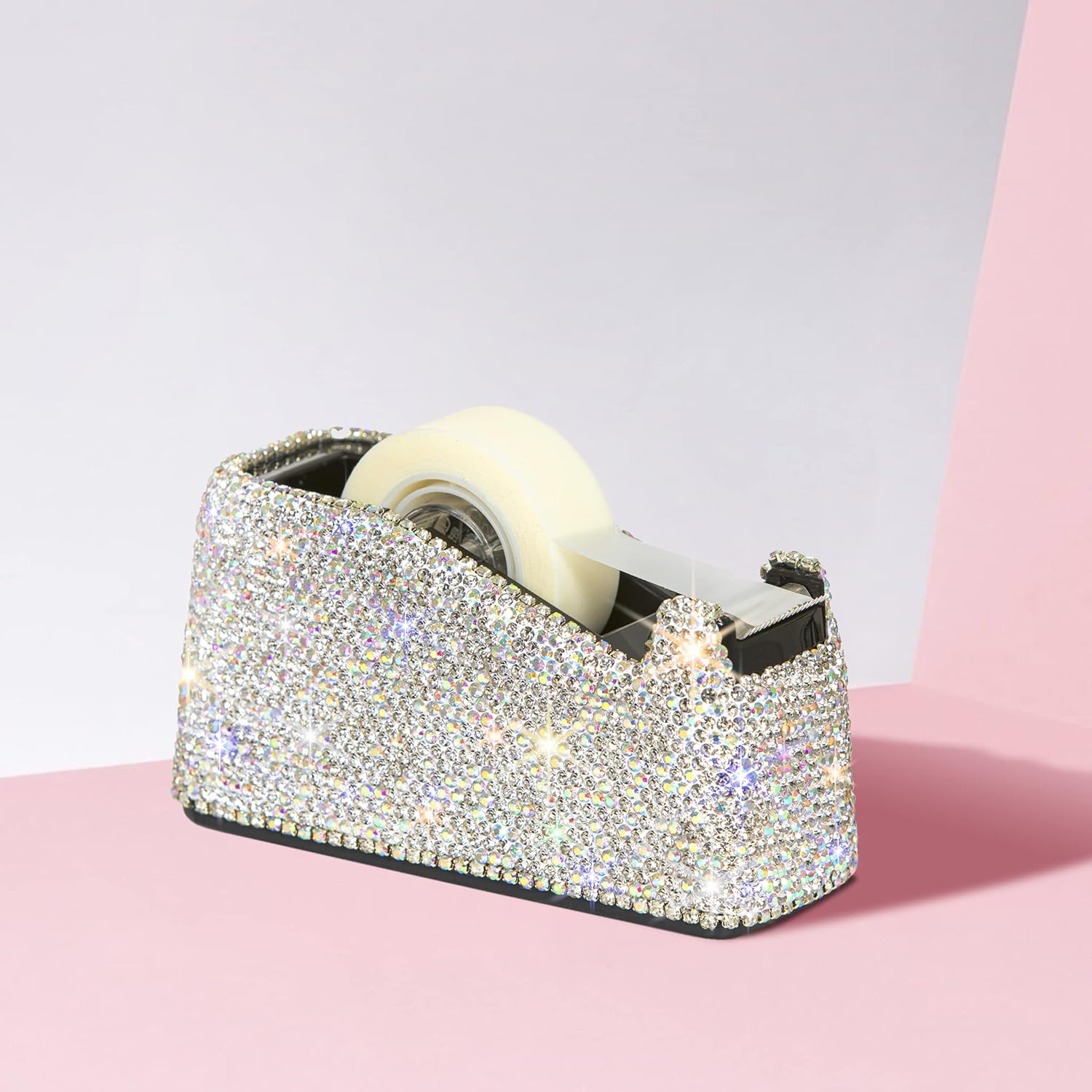 TISHAA TISHAA Bling Dazzling Rhinestone Desktop Tape Dispenser Stylish and Functional Office Accessory