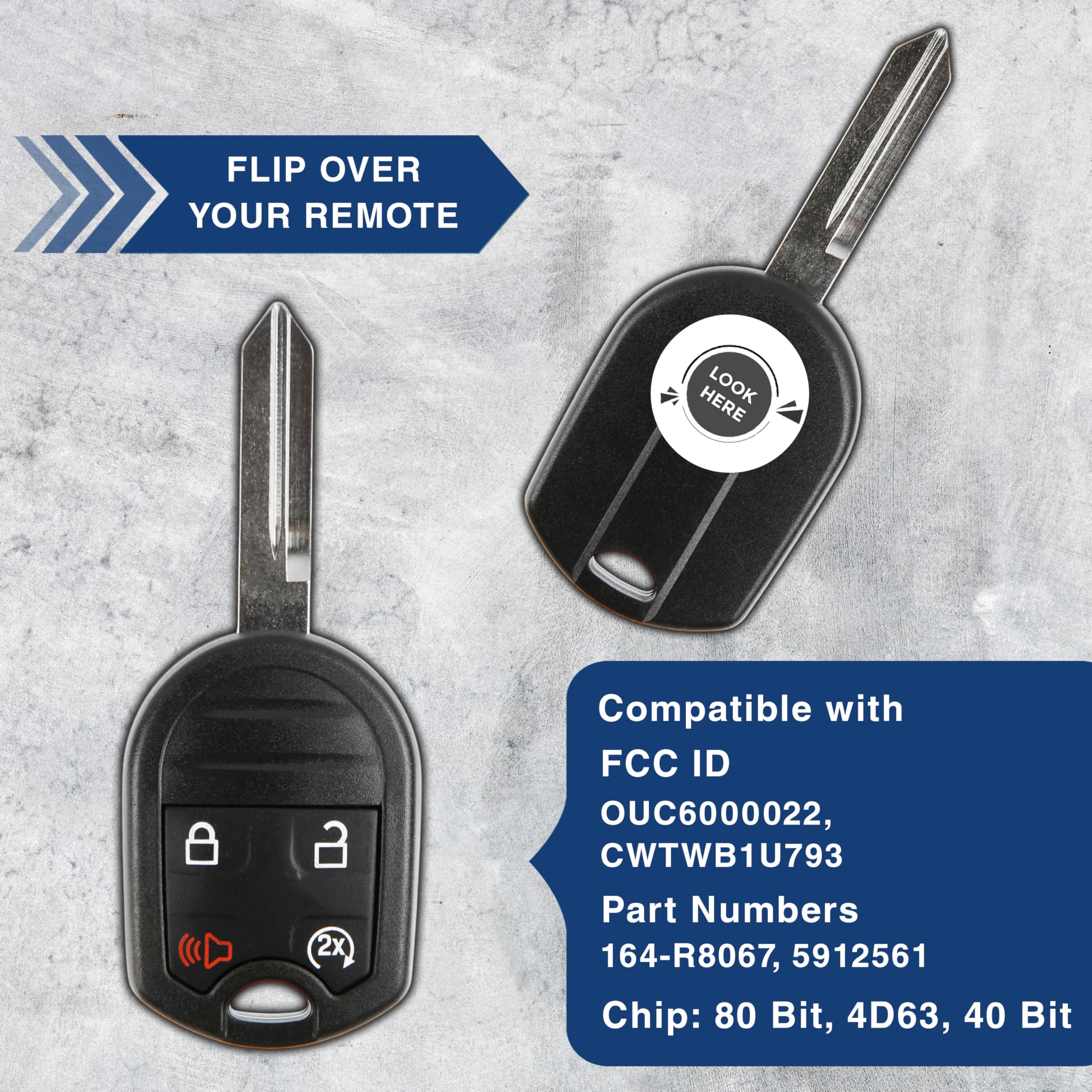 KeylessOption Key Fob Replacement for 2009 to 2018 Ford F150 F250 F350 Explorer Lincoln Navigator MKX with Programming Guide - View 4 of 8