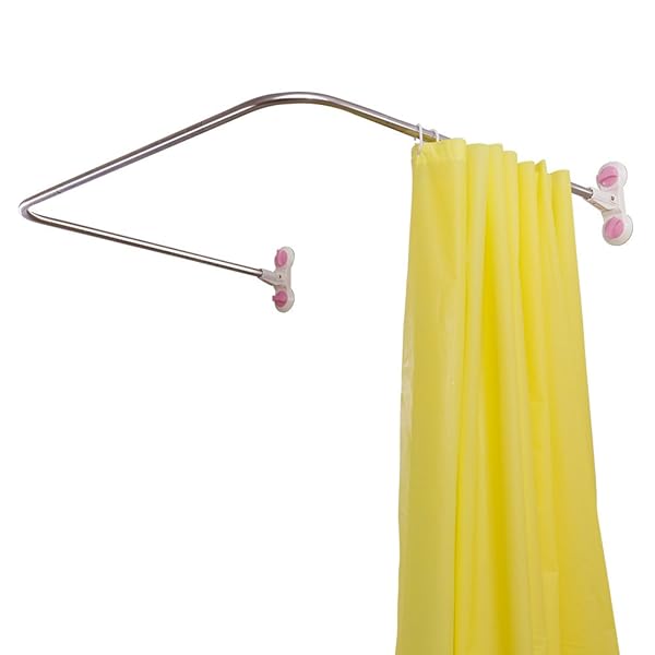 BAOYOUNI BAOYOUNI U-Shaped Corner Shower Curtain Rod - Decorative Curved Bath Rail with Suction Cup, 38.5'' x 40''