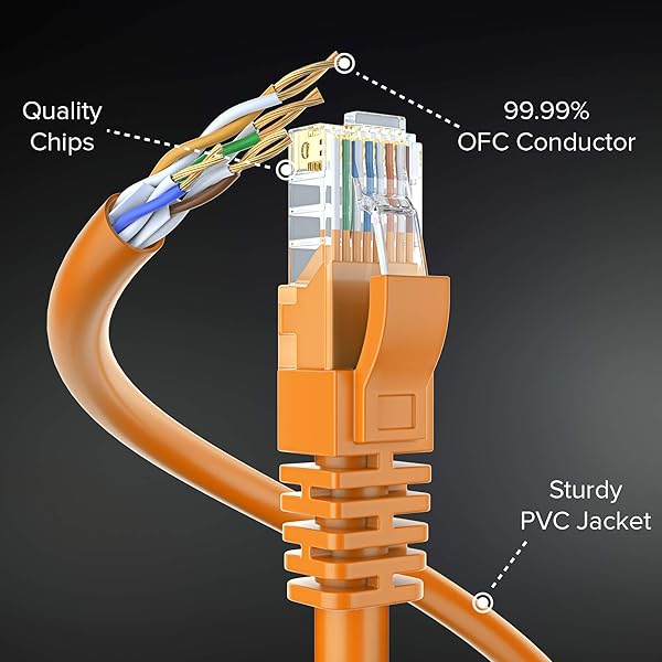 Maximm Maximm Cat6 Ethernet Cable 150 Feet Pure Copper UL Listed LAN UTP RJ45 Network Internet Cable Orange - View 3 of 7