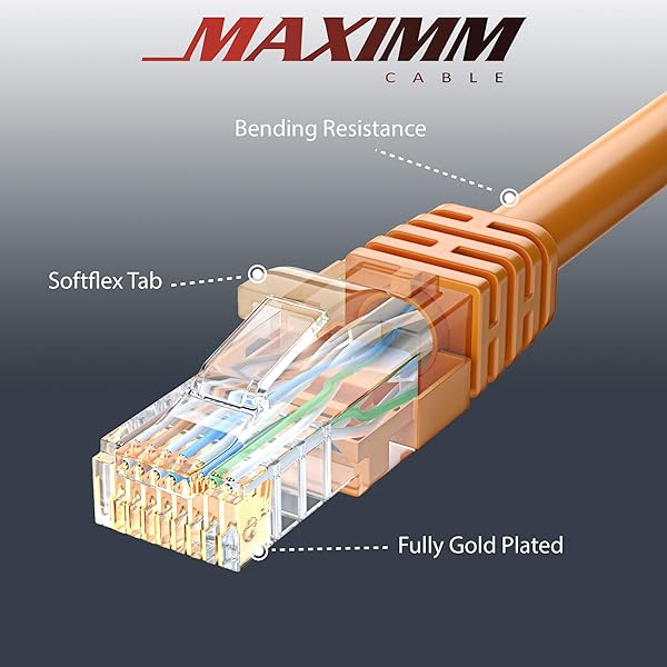 Maximm Maximm Cat6 Ethernet Cable 150 Feet Pure Copper UL Listed LAN UTP RJ45 Network Internet Cable Orange - View 6 of 7