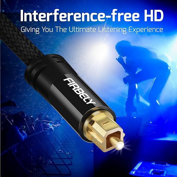 FIRBELY FIRBELY 15 Feet Digital Toslink Optical Audio Cable S/PDIF with Metal Connectors for Sound Bar and TV Speakers - View 8 of 8