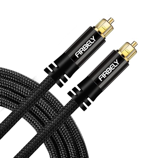 FIRBELY FIRBELY 15 Feet Digital Toslink Optical Audio Cable S/PDIF with Metal Connectors for Sound Bar and TV Speakers