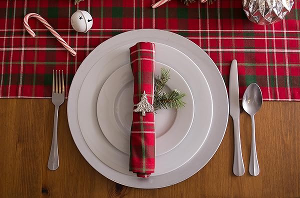 DII DII Holiday Dining Table Linen Tartan Holly Plaid Christmas Table Runner 14x108 Red Green Perfect for Festive Decor - View 7 of 8