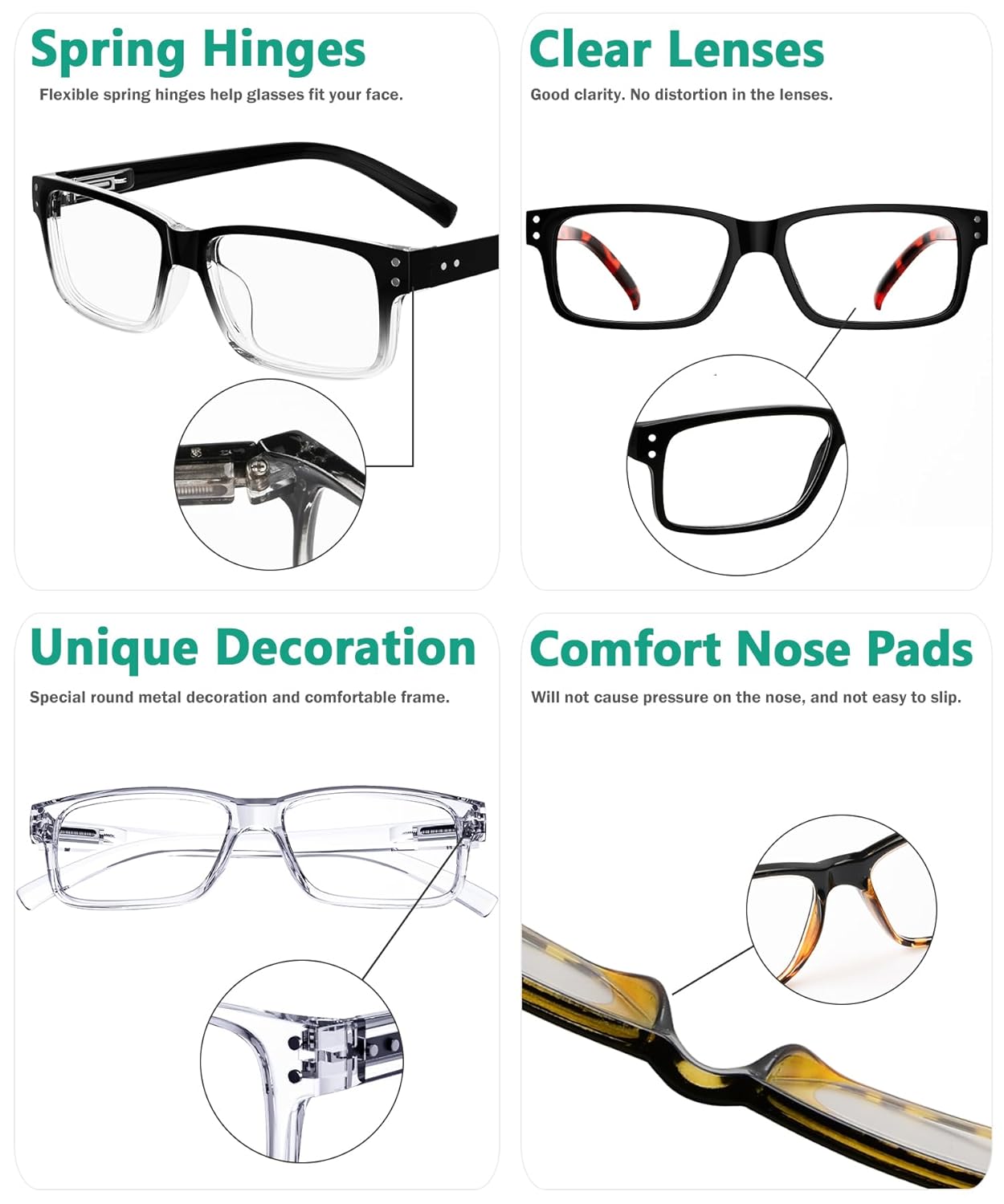 Eyekepper Eyekepper 5 Pack Classic Reading Glasses for Men Zero Power Stylish and Comfortable - View 4 of 9