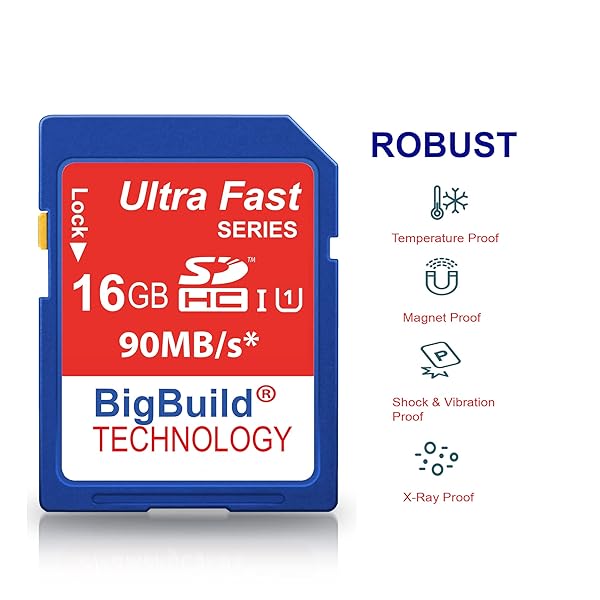 BigBuild Technology BigBuild 16GB Ultra Fast Memory Card 90MB/s for Canon IXUS 185 - Class 10 SD SDHC - View 5 of 9