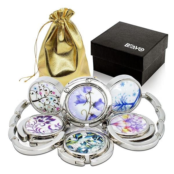 BEAVOING Beavoing Set of 6 Mixed Pattern Foldable Women's Bag Purse Hook Handbag Hanger Holder for Easy Storage and Organization