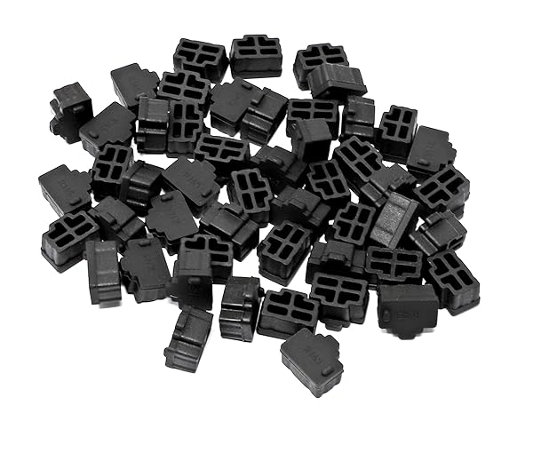 iexcell 50 Pcs Black RJ45 Ethernet Hub Port Dust Cover Caps - Anti-Dust Protector for Network Connections