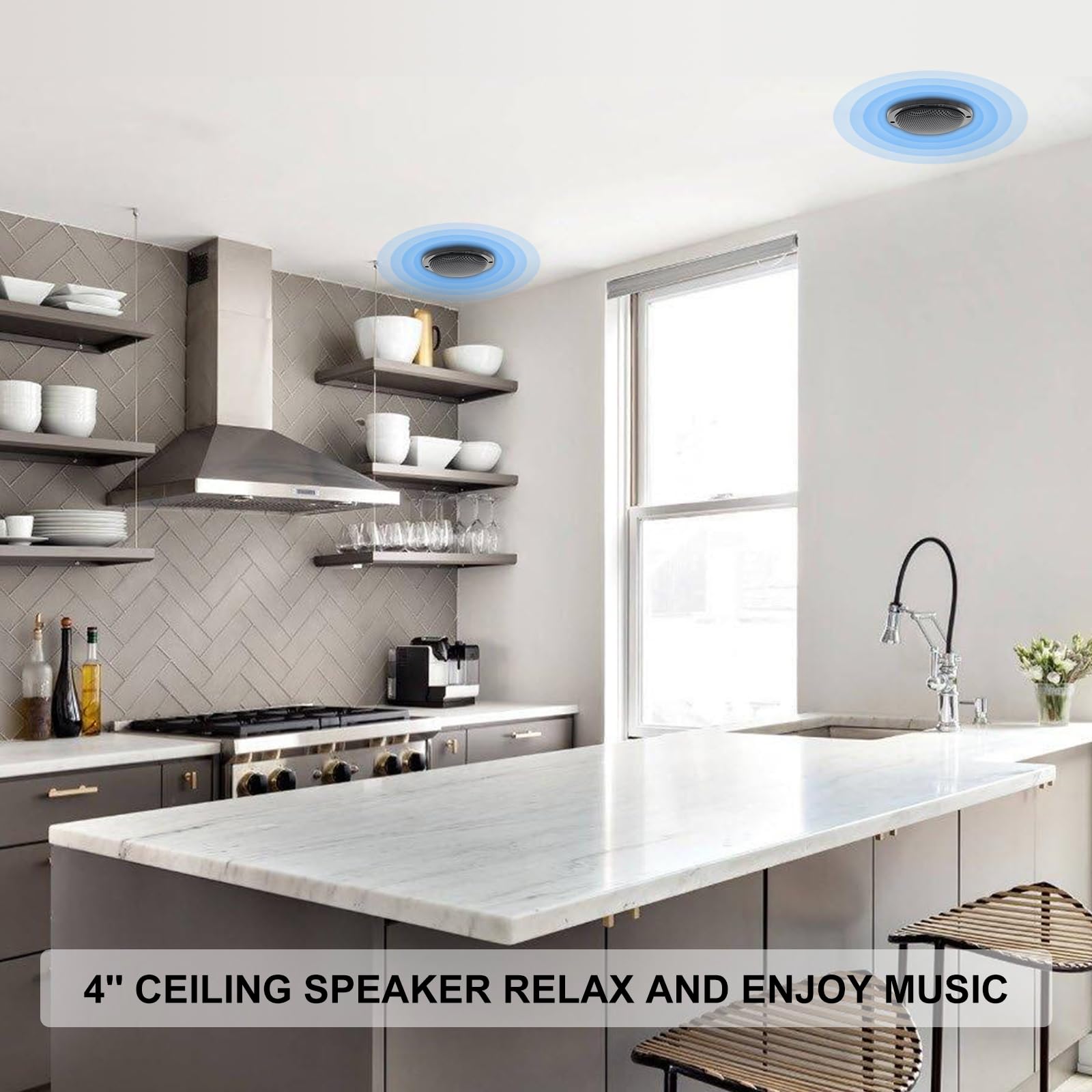 4 Inch Herdio Waterproof Marine Outdoor Audio Stereo Sound System 160 Watts for Boat Car Motorcycle Cloth Surround Low Profile Design Black Pair - View 2 of 8