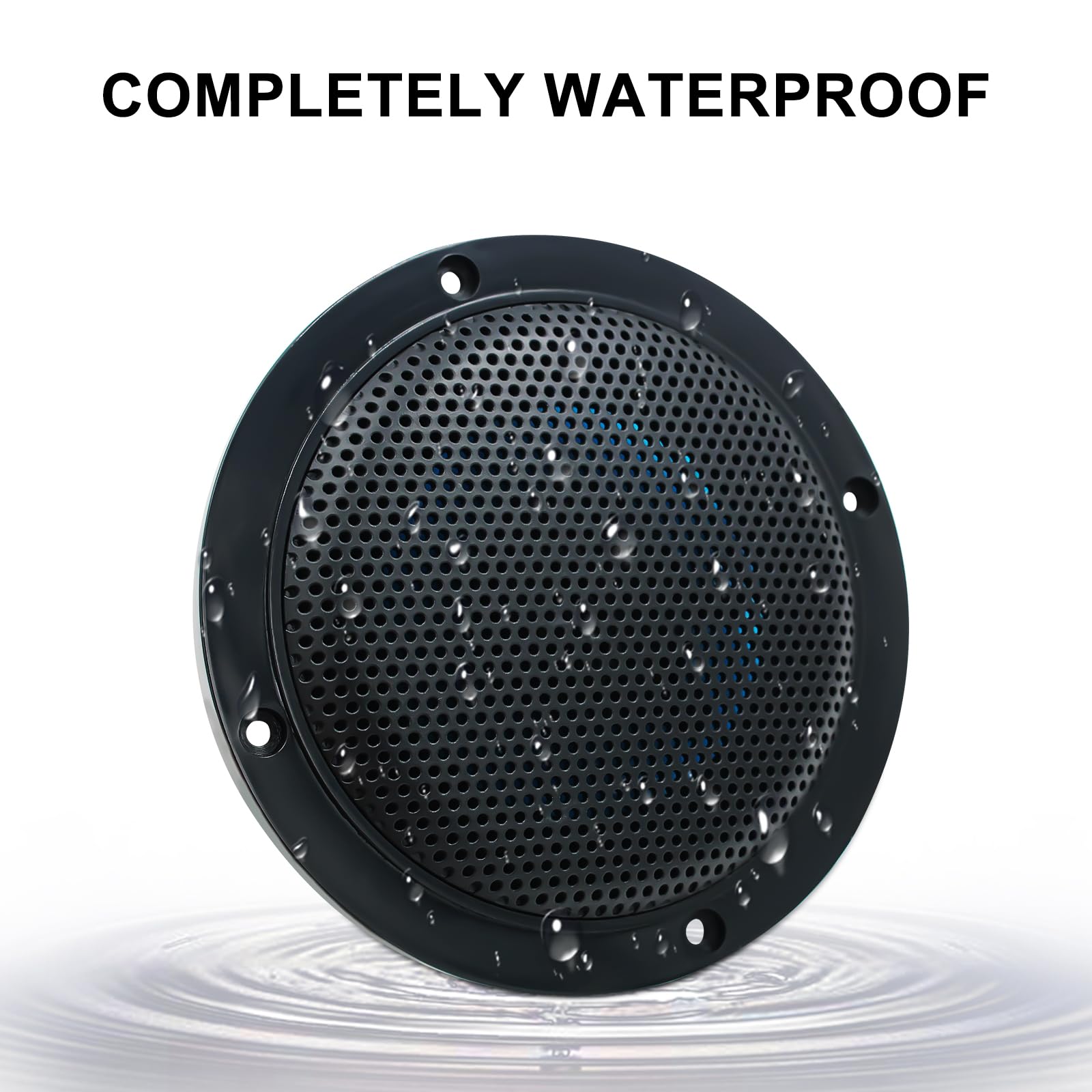 4 Inch Herdio Waterproof Marine Outdoor Audio Stereo Sound System 160 Watts for Boat Car Motorcycle Cloth Surround Low Profile Design Black Pair - View 3 of 8