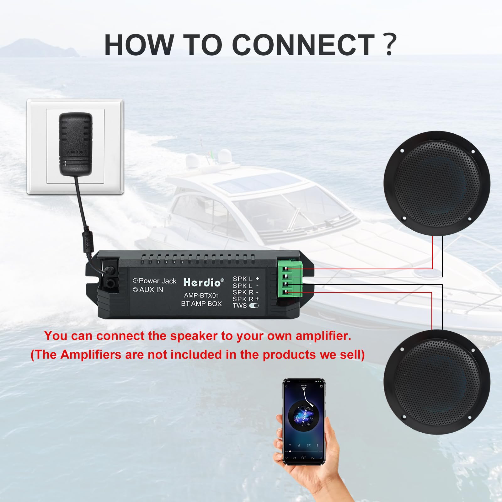 4 Inch Herdio Waterproof Marine Outdoor Audio Stereo Sound System 160 Watts for Boat Car Motorcycle Cloth Surround Low Profile Design Black Pair - View 7 of 8