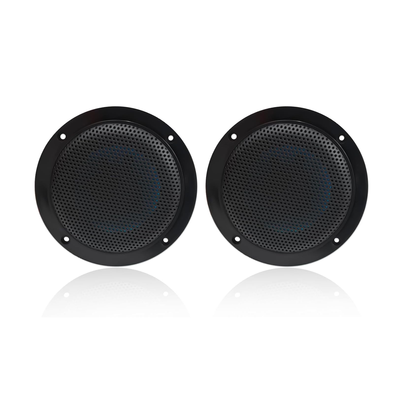 4 Inch Herdio Waterproof Marine Outdoor Audio Stereo Sound System 160 Watts for Boat Car Motorcycle Cloth Surround Low Profile Design Black Pair