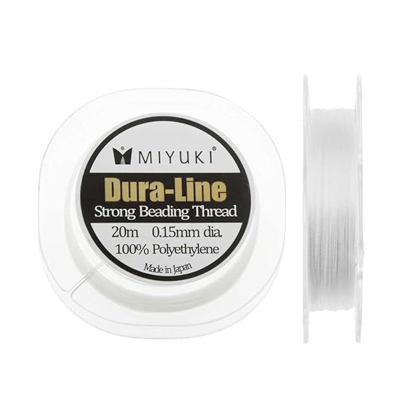 Miyuki Dura-Line Braided Beading Thread 18lb Test - 0.15mm Thick, 20m White for Jewelry Making