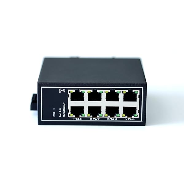 WIWAV WIWAV WDH-8ET-DC 10/100Mbps Unmanaged 8-Port Industrial Ethernet Switch for DIN Rail or Wall Mount in Extreme Temperatures - View 4 of 6
