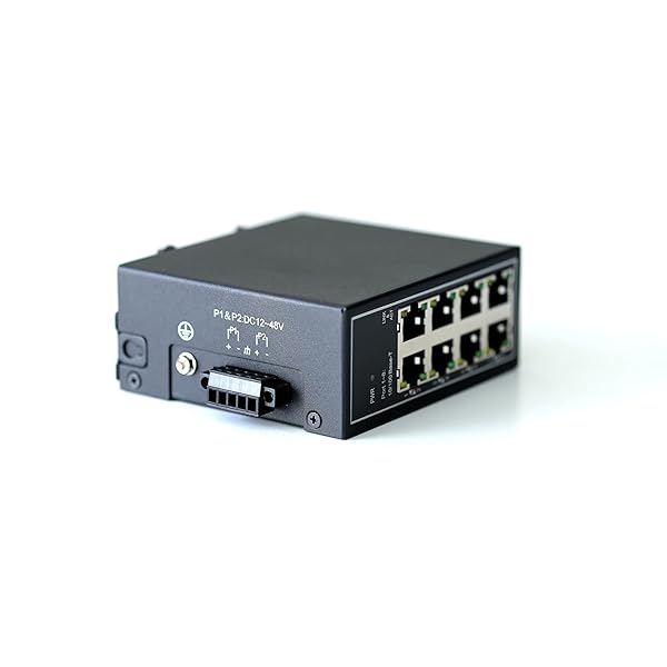 WIWAV WIWAV WDH-8ET-DC 10/100Mbps Unmanaged 8-Port Industrial Ethernet Switch for DIN Rail or Wall Mount in Extreme Temperatures - View 5 of 6