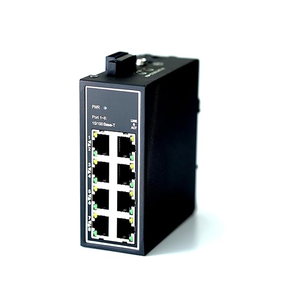 WIWAV WIWAV WDH-8ET-DC 10/100Mbps Unmanaged 8-Port Industrial Ethernet Switch for DIN Rail or Wall Mount in Extreme Temperatures