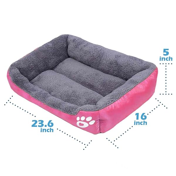 Barelove Soft Washable Rectangular Dog Cat Bed Mattress with Anti-Slip Waterproof Bottom Plush Fleece for Small Pets in Pink - View 2 of 8