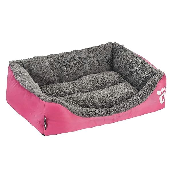Barelove Soft Washable Rectangular Dog Cat Bed Mattress with Anti-Slip Waterproof Bottom Plush Fleece for Small Pets in Pink