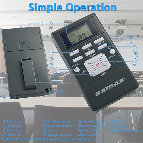 EXMAX EXMAX® E108 Wireless Stereo FM Radio Receiver Portable Pocket Small Mini FM Radio Receiver Earbuds LCD Clock Earphone for FM Translator Tour Guide System Jogging Running Walking Yardwork - Gray - View 8 of 10