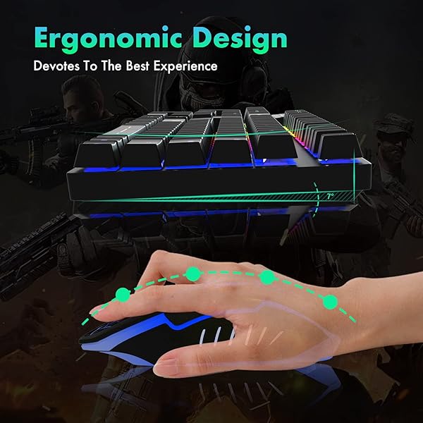 FLAGPOWER FLAGPOWER RGB Gaming Keyboard and Mouse Combo Adjustable Backlit Mechanical Keyboard with 4800DPI Mouse for PC Laptop Gaming and Work - View 5 of 10