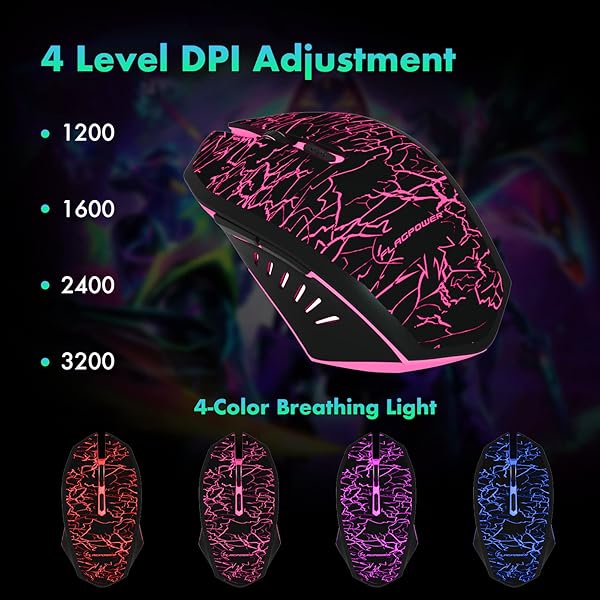 FLAGPOWER FLAGPOWER RGB Gaming Keyboard and Mouse Combo Adjustable Backlit Mechanical Keyboard with 4800DPI Mouse for PC Laptop Gaming and Work - View 9 of 10