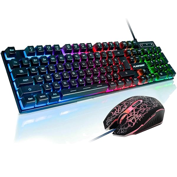 FLAGPOWER FLAGPOWER RGB Gaming Keyboard and Mouse Combo Adjustable Backlit Mechanical Keyboard with 4800DPI Mouse for PC Laptop Gaming and Work