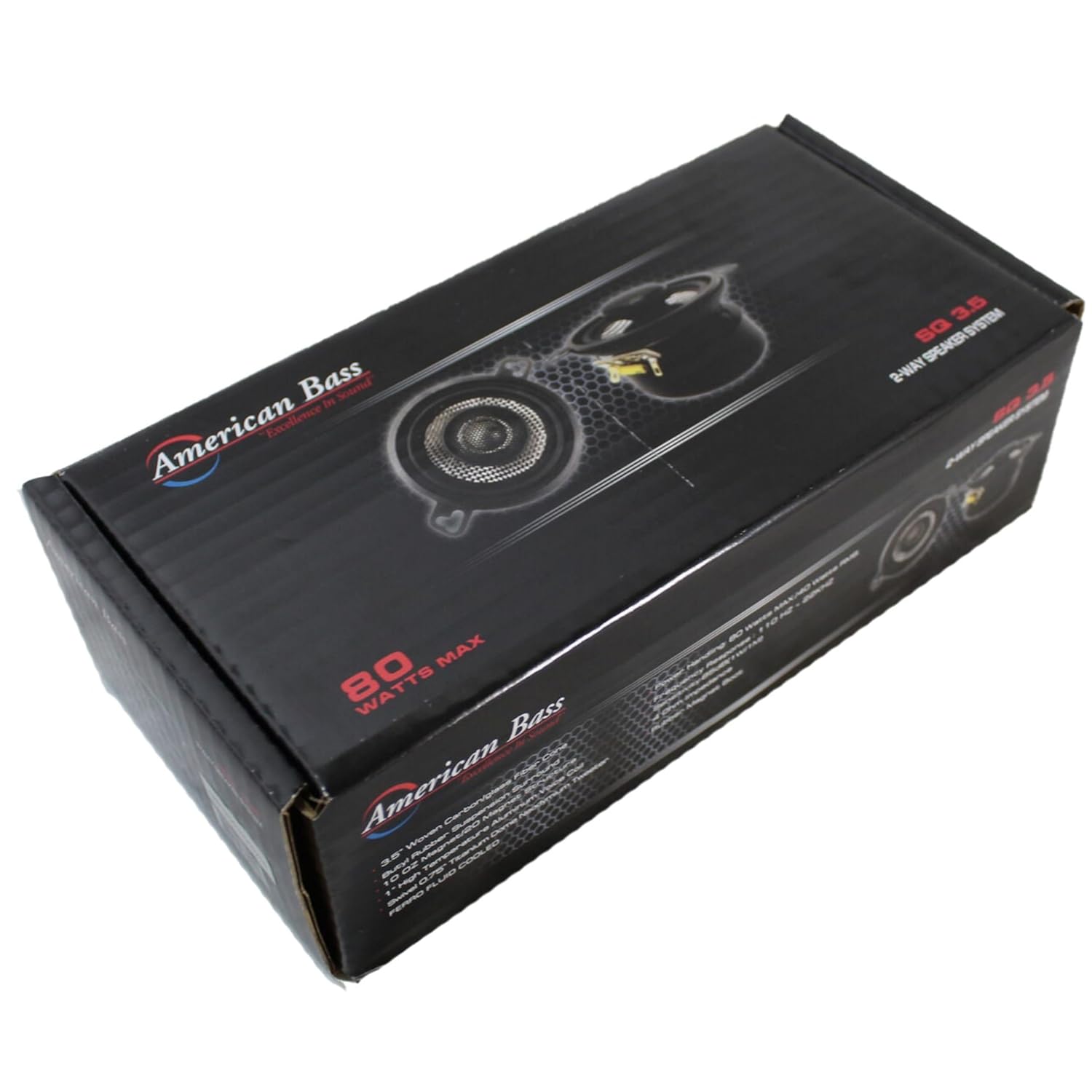 American Bass American Bass SQ 3.5 Coaxial Speakers 2 Way 80 Watt Max Power 4 Ohm 85 dB Efficiency Swivel Tweeter Glass Fiber Cone - View 6 of 6