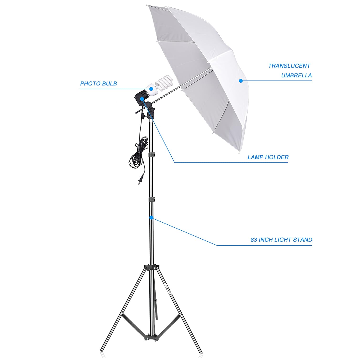 EMART EMART Photography Umbrella Lighting Kit 400W 5500K Continuous Reflector Lights for Studio Video and Portrait Shooting 2 Packs - View 2 of 8