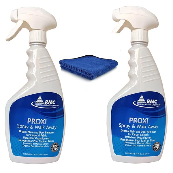 PROXI Proxi RMC Spray and Walk Away Stain Remover Deodorizer for Carpet and Upholstery with Microfiber Cloth 2-pack 24oz