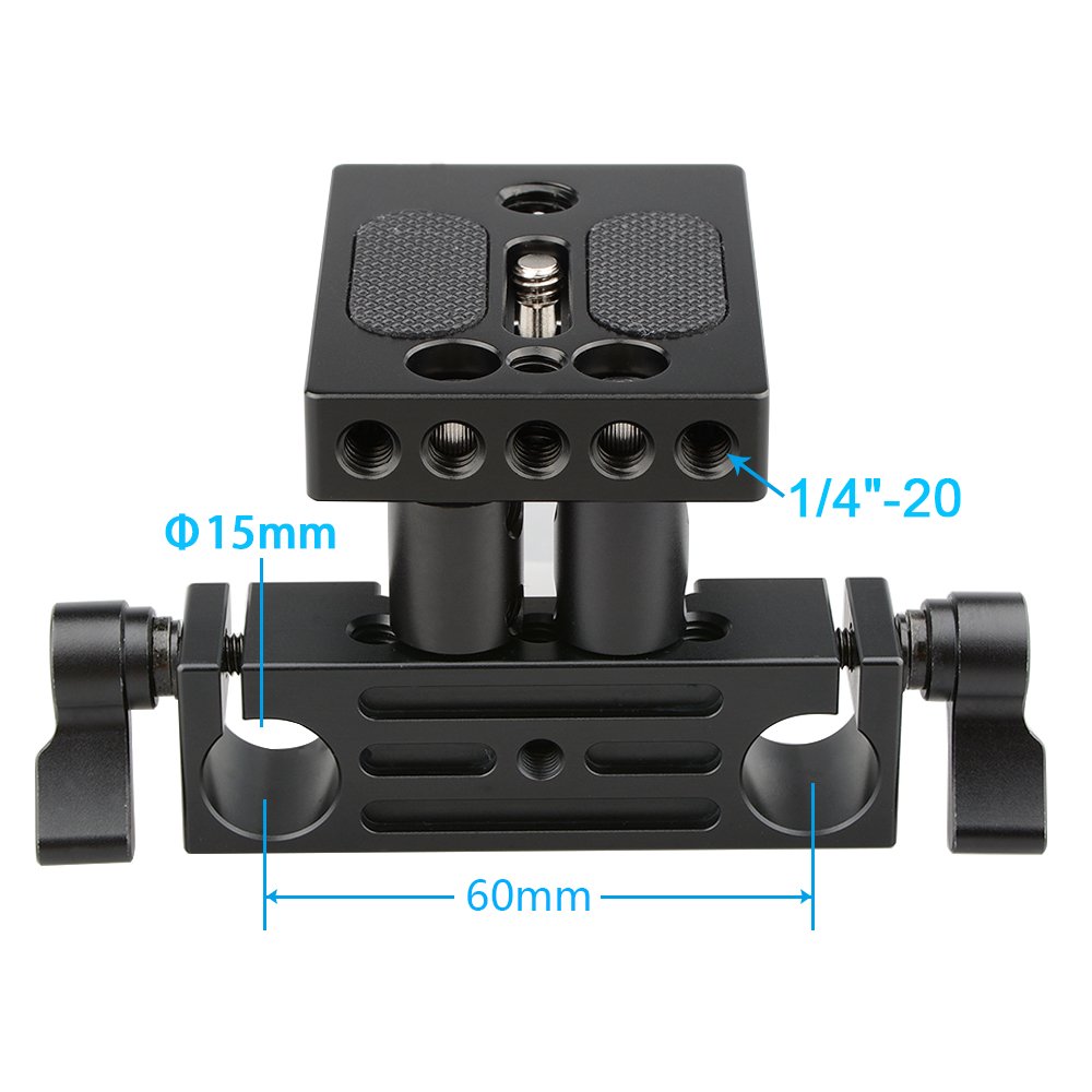 CAMVATE DSLR Baseplate Mount with Railblock Height Riser for 15mm Rail Rod Support System for Stable Filming - View 2 of 8