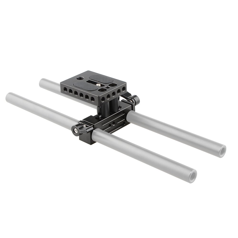 CAMVATE DSLR Baseplate Mount with Railblock Height Riser for 15mm Rail Rod Support System for Stable Filming - View 3 of 8