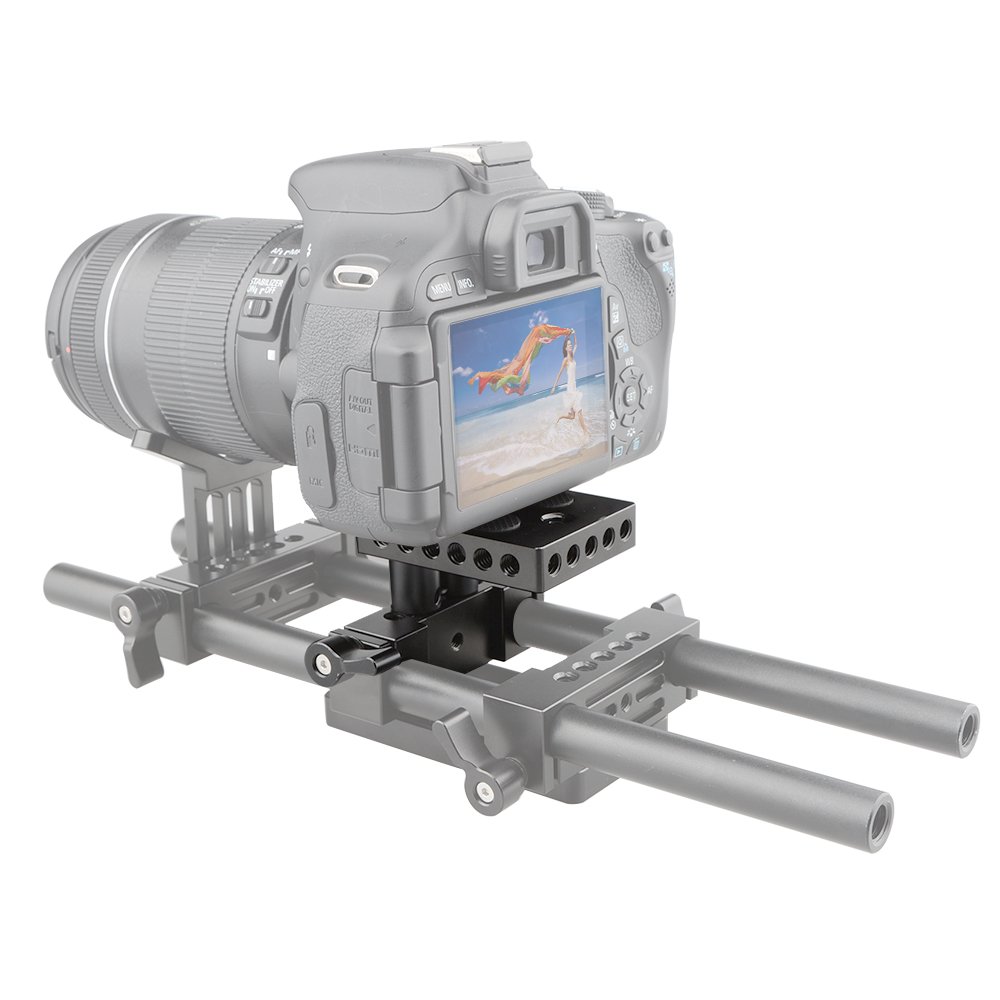 CAMVATE DSLR Baseplate Mount with Railblock Height Riser for 15mm Rail Rod Support System for Stable Filming - View 4 of 8