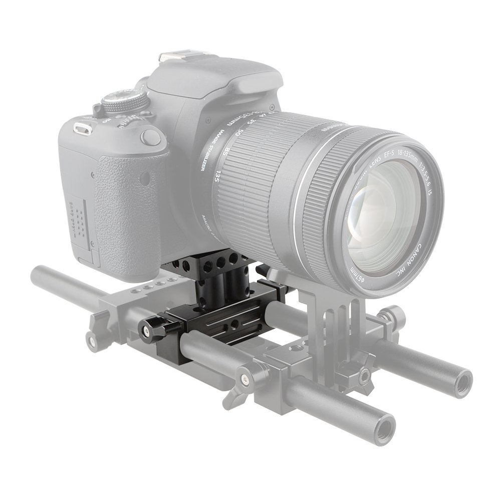 CAMVATE DSLR Baseplate Mount with Railblock Height Riser for 15mm Rail Rod Support System for Stable Filming - View 5 of 8